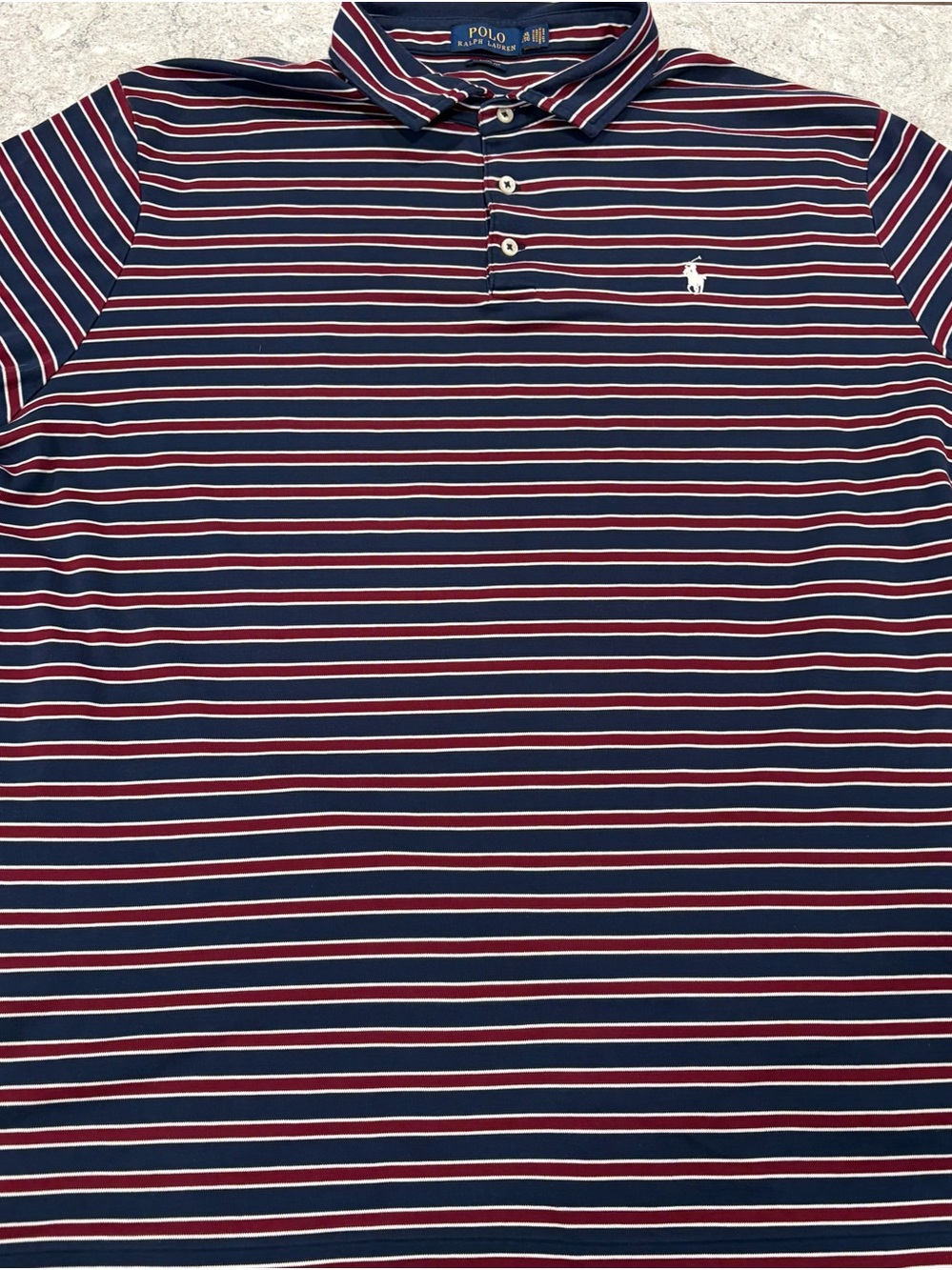 Polo by Ralph Lauren Classic Fit Men’s Navy Red White Striped Polo Shirt-XXL